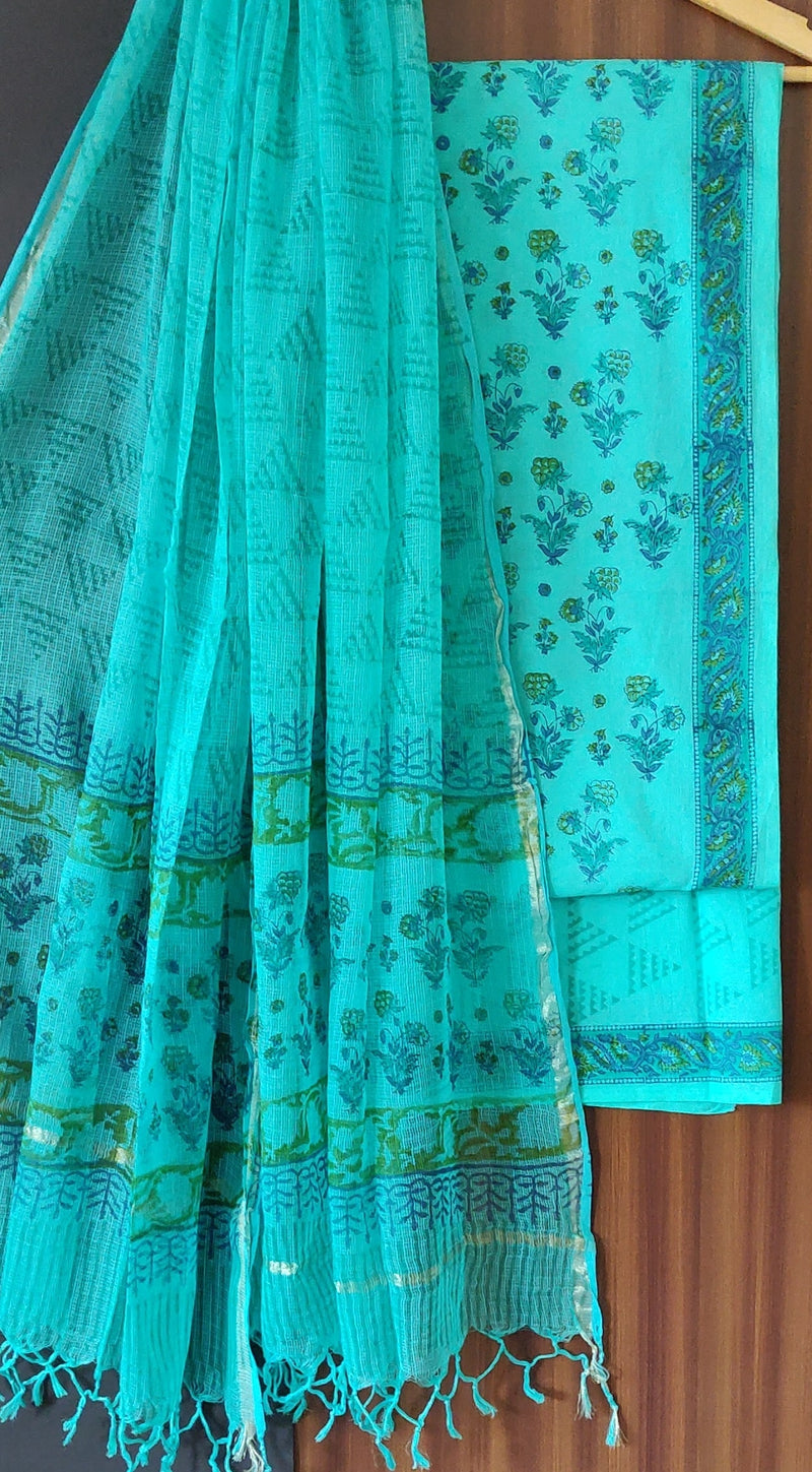 Traditional Blue  Hand Block Print Cotton Sets With Kota Dupatta COCOTKO10