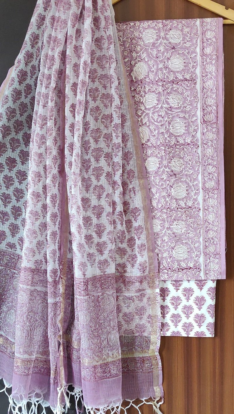 Traditional Hand Block Print Cotton Sets With Kota Dupatta COCOTKO12
