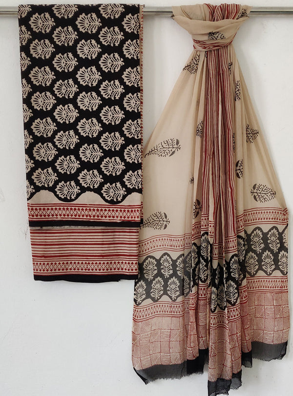 Traditional Hand Painted Cotton Sets With Chiffon Dupatta COCOTCH02